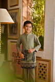 Pahlawan Bespoke Fit Kids Baju Melayu Cekak Musang - Oil Green