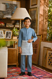 Pahlawan Bespoke Fit Kids Baju Melayu Cekak Musang - Artic Blue