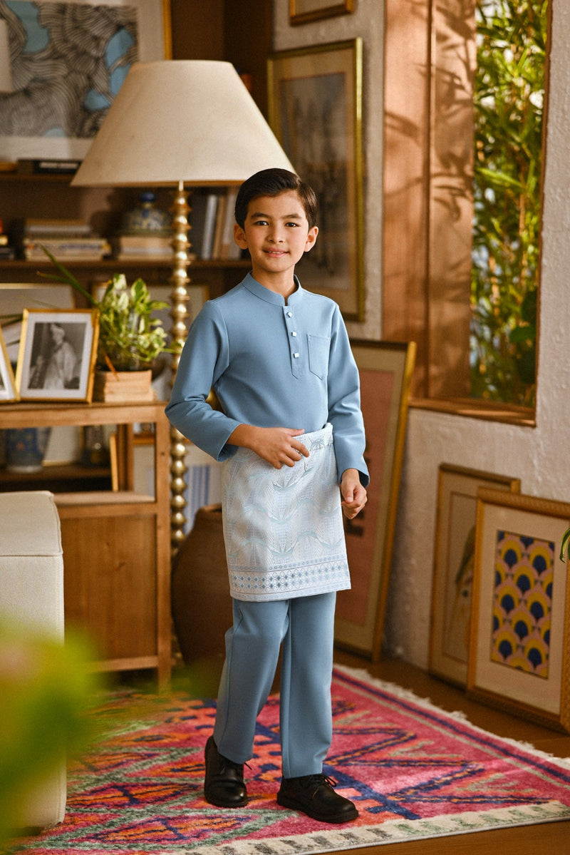 Pahlawan Bespoke Fit Kids Baju Melayu Cekak Musang - Artic Blue