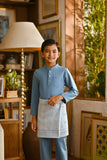Pahlawan Bespoke Fit Kids Baju Melayu Cekak Musang - Artic Blue