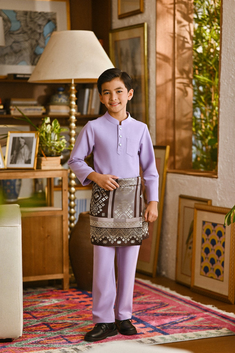 Pahlawan Bespoke Fit Kids Baju Melayu Cekak Musang - Pastel Lilac