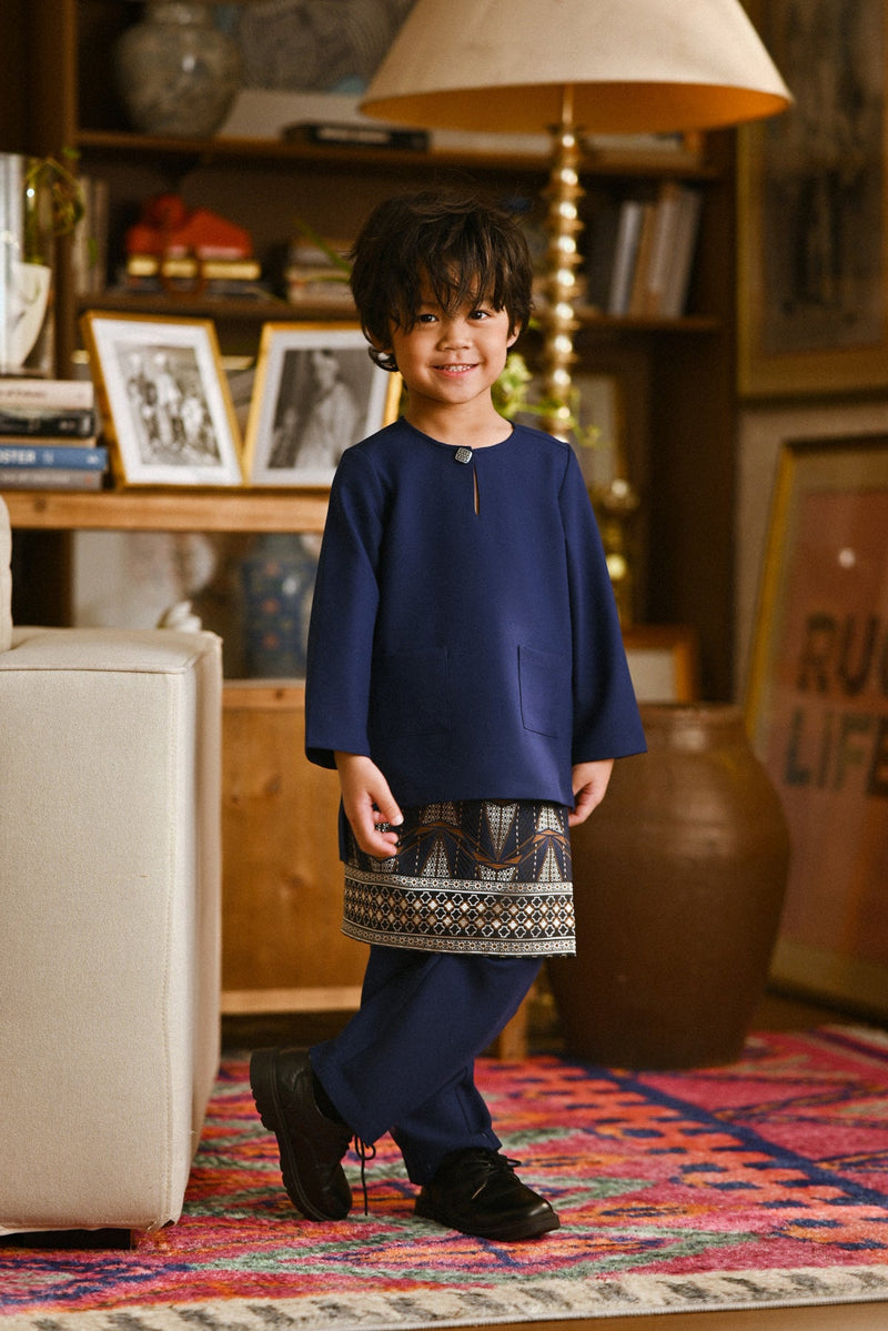 Pahlawan Smart Fit Kids Baju Melayu Teluk Belanga - Navy