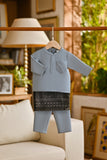 Pahlawan Bespoke Fit Babies Baju Melayu Cekak Musang - Lead Blue
