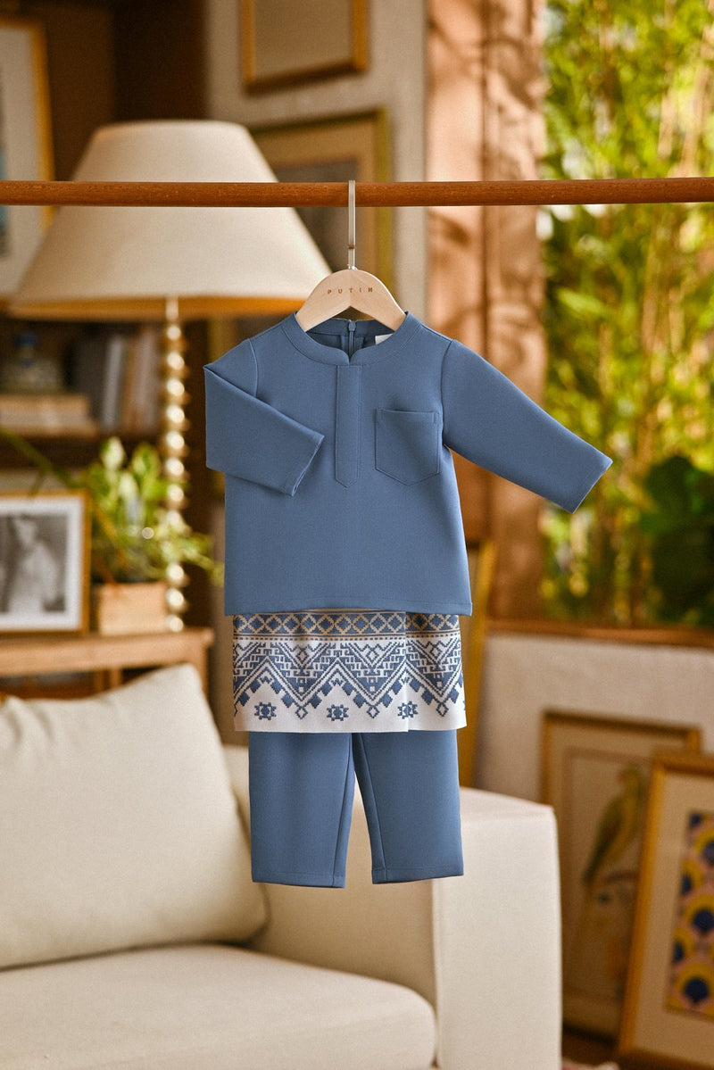 Pahlawan Bespoke Fit Babies Baju Melayu Cekak Musang - Coronet Blue