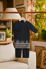 Pahlawan Bespoke Fit Babies Baju Melayu Cekak Musang - Dark Navy