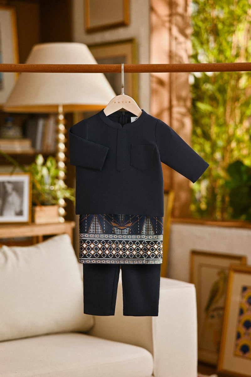 Pahlawan Bespoke Fit Babies Baju Melayu Cekak Musang - Dark Navy