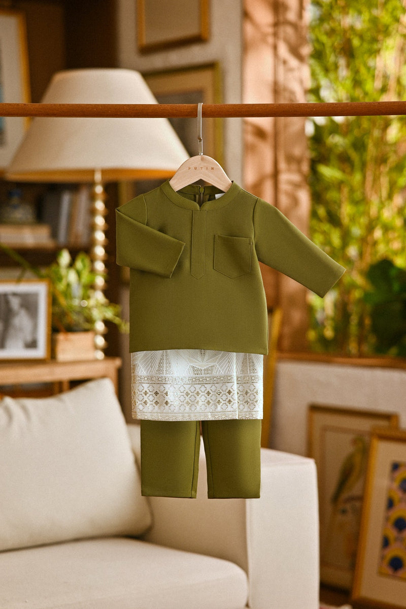 Pahlawan Bespoke Fit Babies Baju Melayu Cekak Musang - Avocado