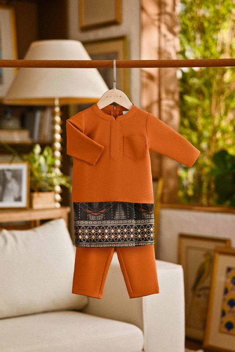 Pahlawan Bespoke Fit Babies Baju Melayu Cekak Musang - Burnt Orange