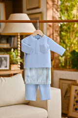 Pahlawan Bespoke Fit Babies Baju Melayu Cekak Musang - Powder Blue