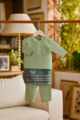 Pahlawan Bespoke Fit Babies Baju Melayu Cekak Musang - Pistachio