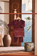 Baju Melayu Babies Teluk Belanga Modern Smart Fit - Dark Burgundy