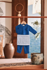 Baju Melayu Babies Luxury Bespoke Fit - Deep Water Blue