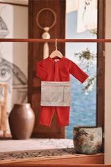 Baju Melayu Babies Luxury Bespoke Fit - Scarlet Red