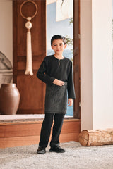 Baju Melayu Kids Teluk Belanga Modern Smart Fit - Silky Black