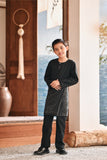 Baju Melayu Kids Teluk Belanga Modern Smart Fit - Silky Black