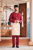 Baju Melayu Teluk Belanga Modern Smart Fit - Red Bud