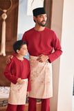 Baju Melayu Teluk Belanga Modern Smart Fit - Red Bud