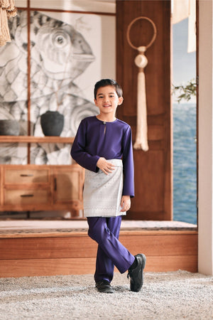 Baju Melayu Kids Teluk Belanga Modern Smart Fit - Mullberry Purple