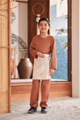 Baju Melayu Kids Teluk Belanga Modern Smart Fit - Coconut Shell