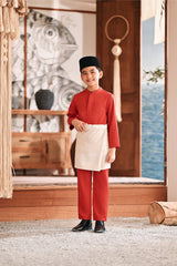 Baju Melayu Kids Luxury Bespoke Fit - Scarlet Red