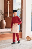 Baju Melayu Kids Luxury Bespoke Fit - Burgundy Red