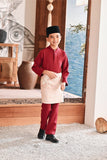 Baju Melayu Kids Luxury Bespoke Fit - Burgundy Red