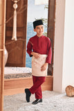 Baju Melayu Kids Luxury Bespoke Fit - Burgundy Red