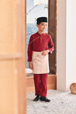 Baju Melayu Kids Luxury Bespoke Fit - Burgundy Red