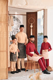 Baju Melayu Luxury Bespoke Fit - Burgundy Red