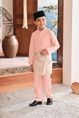 Baju Melayu Kids Luxury Bespoke Fit - Peach Pink