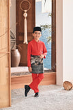 Baju Melayu Kids Luxury Bespoke Fit - Red Chilli