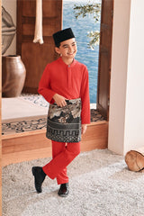 Baju Melayu Kids Luxury Bespoke Fit - Red Chilli