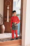 Baju Melayu Kids Luxury Bespoke Fit - Red Chilli