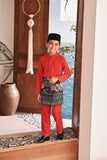 Baju Melayu Kids Luxury Bespoke Fit - Red Chilli