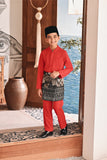 Baju Melayu Kids Luxury Bespoke Fit - Red Chilli