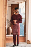 Baju Melayu Teluk Belanga Modern Smart Fit - Dark Burgundy