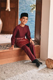 Baju Melayu Kids Teluk Belanga Modern Smart Fit - Dark Burgundy