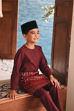 Baju Melayu Kids Teluk Belanga Modern Smart Fit - Dark Burgundy