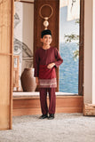 Baju Melayu Kids Teluk Belanga Modern Smart Fit - Dark Burgundy