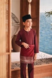 Baju Melayu Kids Teluk Belanga Modern Smart Fit - Dark Burgundy