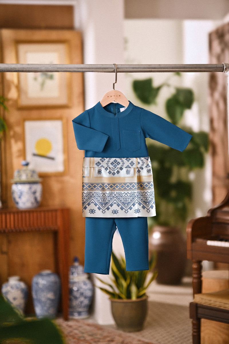 Arjuna Bespoke Fit Babies Baju Melayu Cekak Musang - Teal