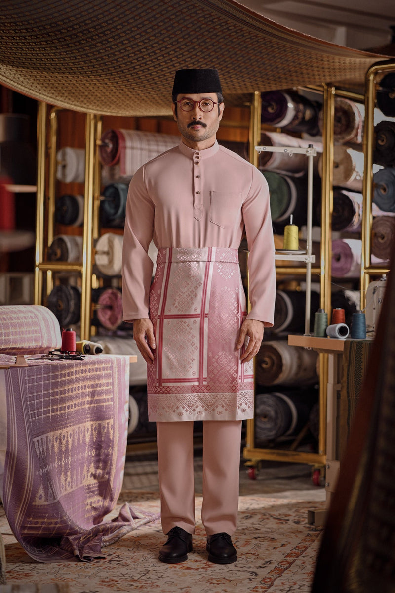 Bendahara Bespoke Fit Baju Melayu Cekak Musang - Fog Blush