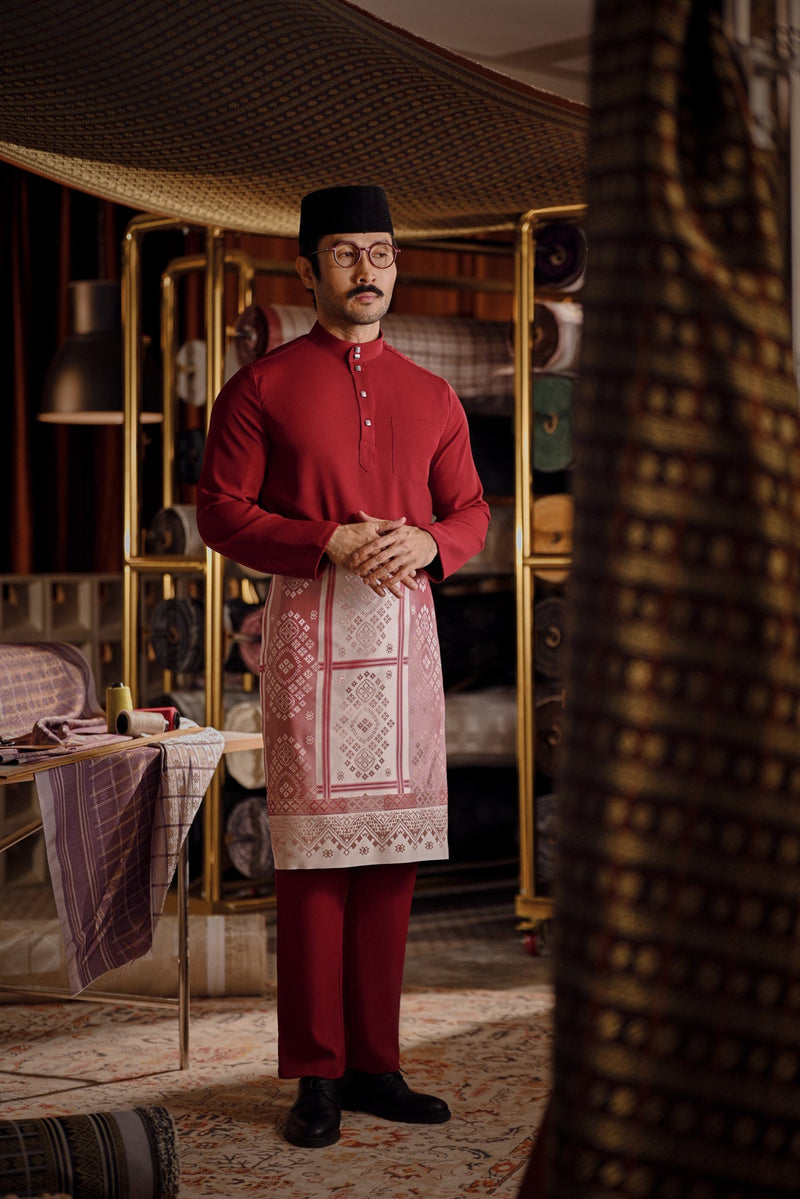 Bendahara Bespoke Fit Baju Melayu Cekak Musang - Rumba Red