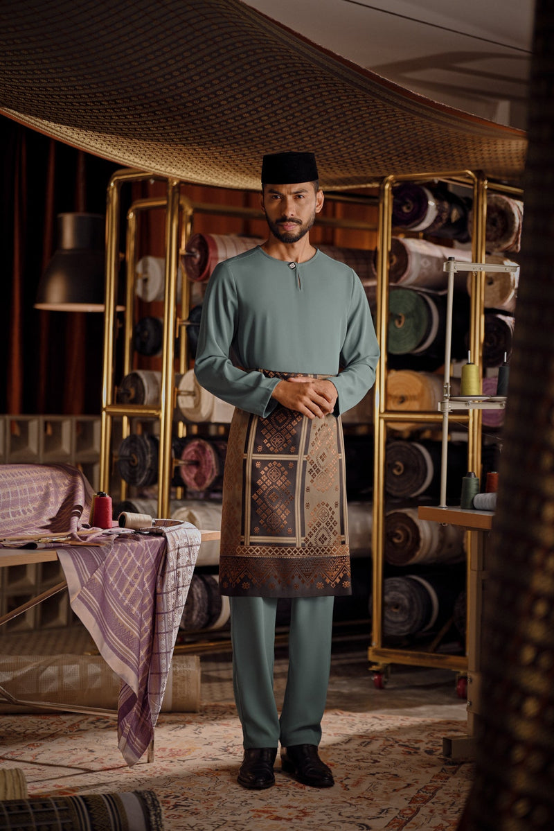 Bendahara Smart Fit Baju Melayu Teluk Belanga - Dusty Turquoise