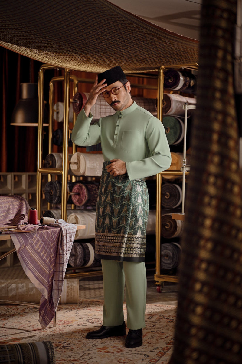 Bendahara Bespoke Fit Baju Melayu Cekak Musang - Granite Green