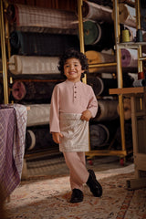 Bendahara Bespoke Fit Kids Baju Melayu Cekak Musang - Fog Blush