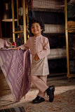 Bendahara Bespoke Fit Kids Baju Melayu Cekak Musang - Fog Blush
