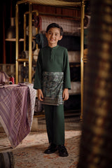 Bendahara Bespoke Fit Kids Baju Melayu Cekak Musang - Emerald Green