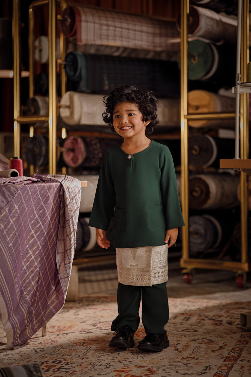 Bendahara Smart Fit Kids Baju Melayu Teluk Belanga - Emerald Green