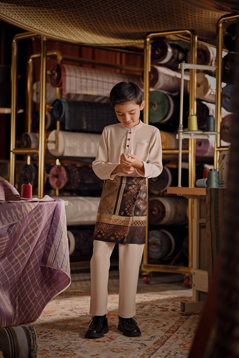 Bendahara Bespoke Fit Kids Baju Melayu Cekak Musang - Sand Dollar